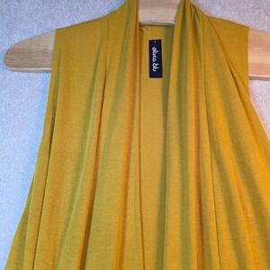 Olivia Blu Cardigan Womens XL Mustard Yellow Open Long Sleeveless Pockets NWT